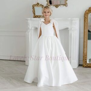 Custom made satin flower girl dress